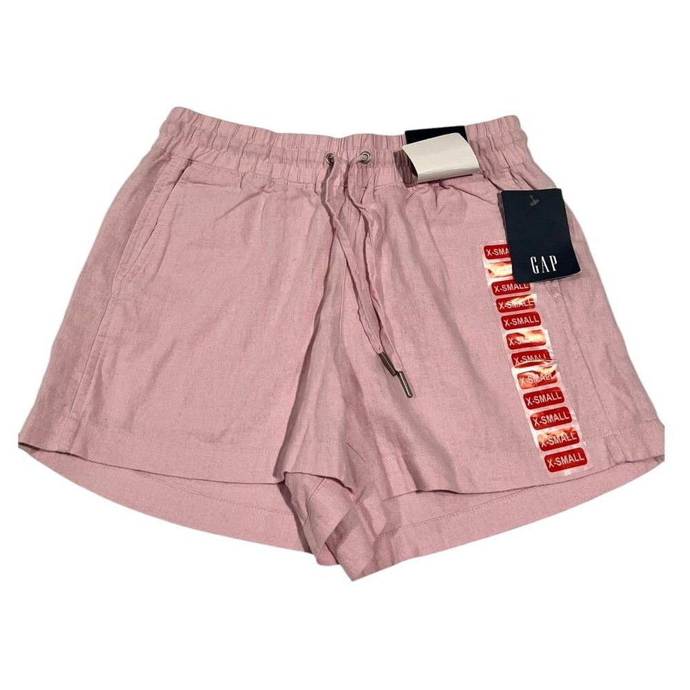 NWT Gap Women's Linen Blend Drawstring Shorts‎ Light Pink XS Summer Beach